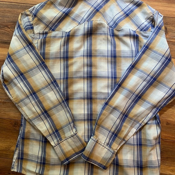 Wrangler Wrancher Pearl Snap Western Shirt Men’s Blue Plaid Size Large Cowboy - Picture 16 of 16